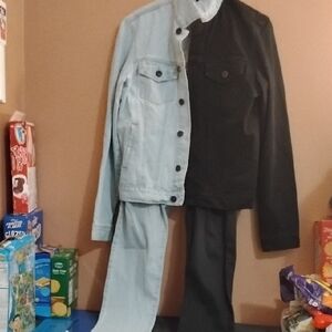 Fashion Nova Men's Denim and Black Jacket